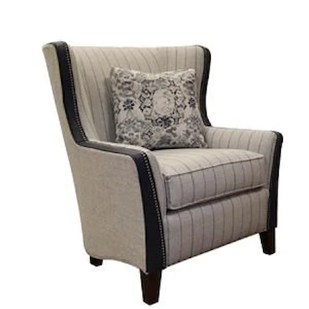 Contemporary Wingback Chair with Track Arms